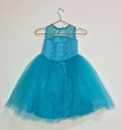Girls Teal Sequin Party Dress with Big Bow & Layered Tulle Skirt, Mesh Yoke, Lace-Up Back – SKU EF105