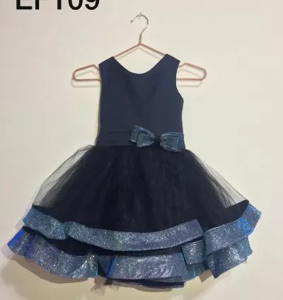 Girls Navy Glitter Ruffle Tulle Party Dress – EF109
