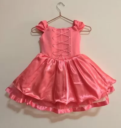 Girls Coral Pink Satin Bow Party Dress – EF104