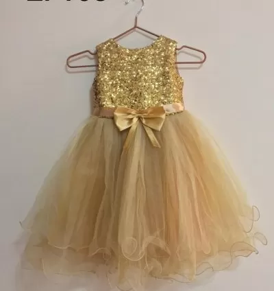 Girls Gold Sequin & Tulle Princess Dress – EF103